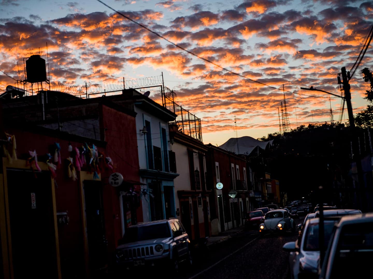 The sun sets over Oaxaca Mexico